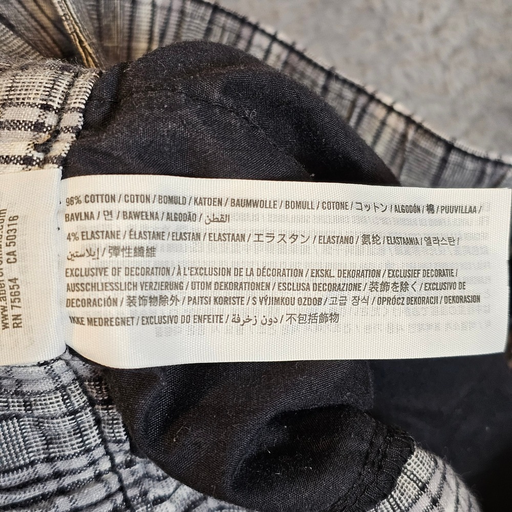 Hollister Black White‎ Plaid High Rise Tapered Trousers XS Elastic Back Pants - Picture 9 of 9